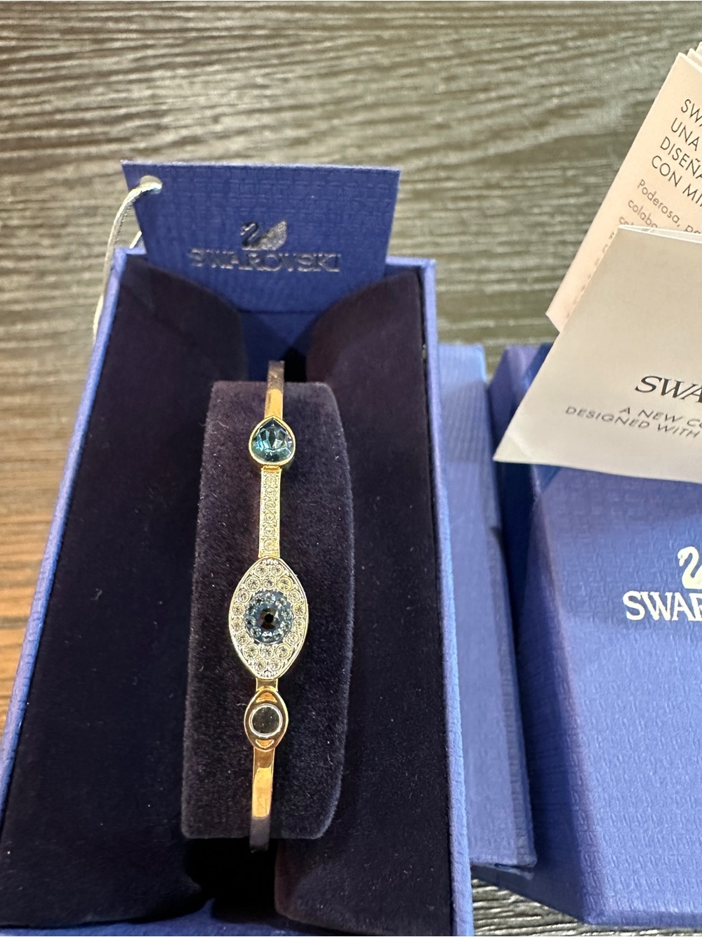 Swarovski Gold-Tone Bracelet with Blue Crystal Accents